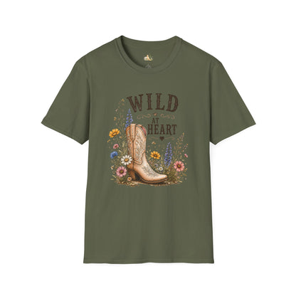 Wild at Heart Cowboy Boot T-Shirt – Floral Western Graphic Tee (Light Weight, Ultra Soft Tee)