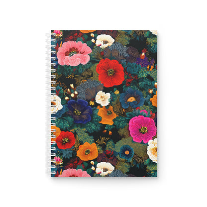 Floral Burst Spiral Notebook — Colorful Botanical Journal for Notes & Planning