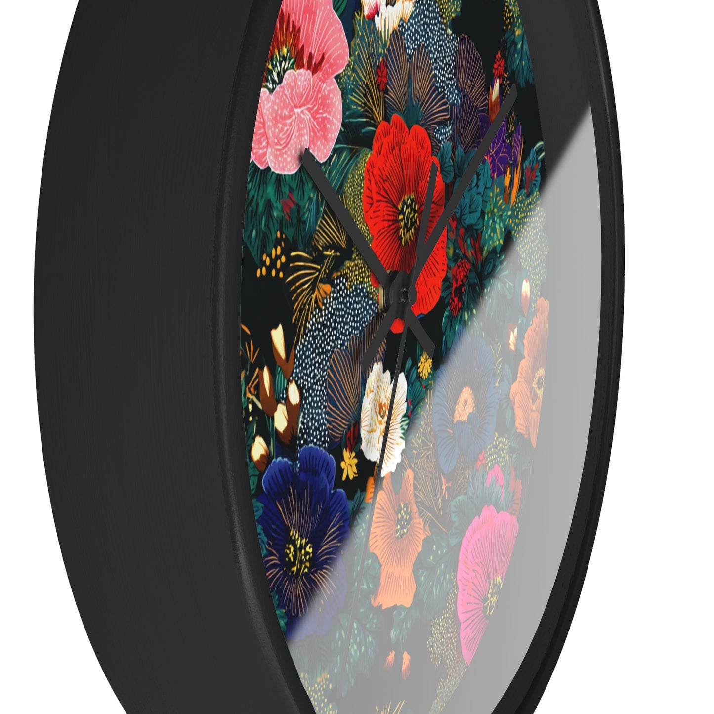 Floral Night Garden Wall Clock — Colorful Botanical Clock for Living Room & Bedroom