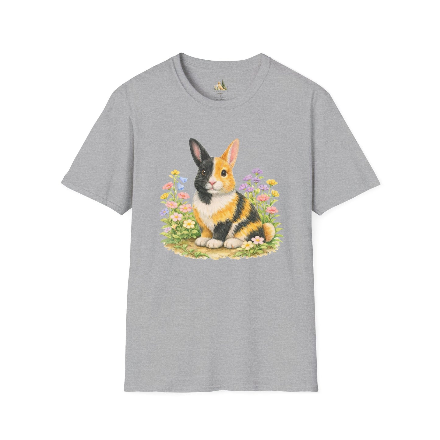 Harlequin Rabbit Floral T-Shirt (Light Weight, Ultra Soft)