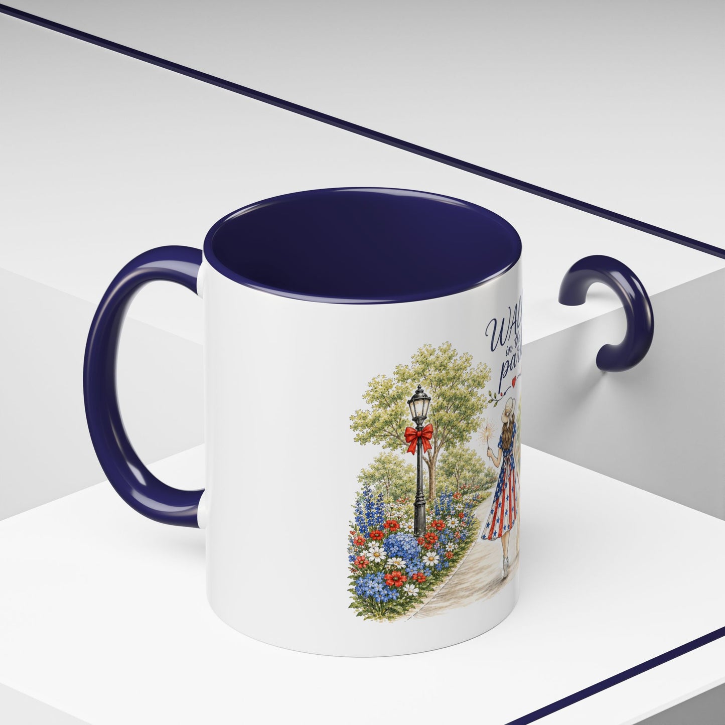 Walk in the Park girl with dog Mug | Accent coffee mug 11oz 15oz