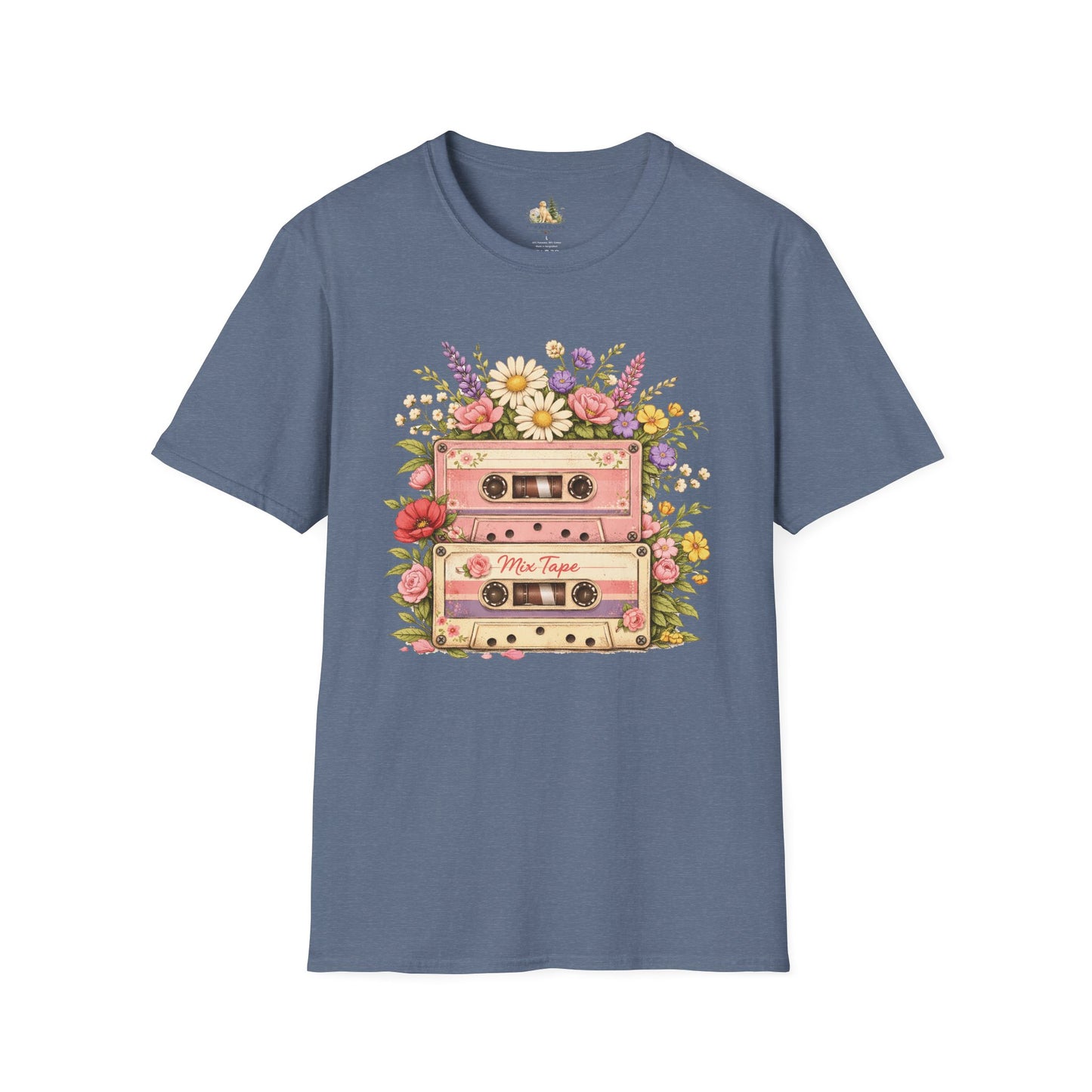 Retro Floral Cassette T-Shirt — Mix Tape Design for Music Lovers (Light Weight Ulta Soft Tee)