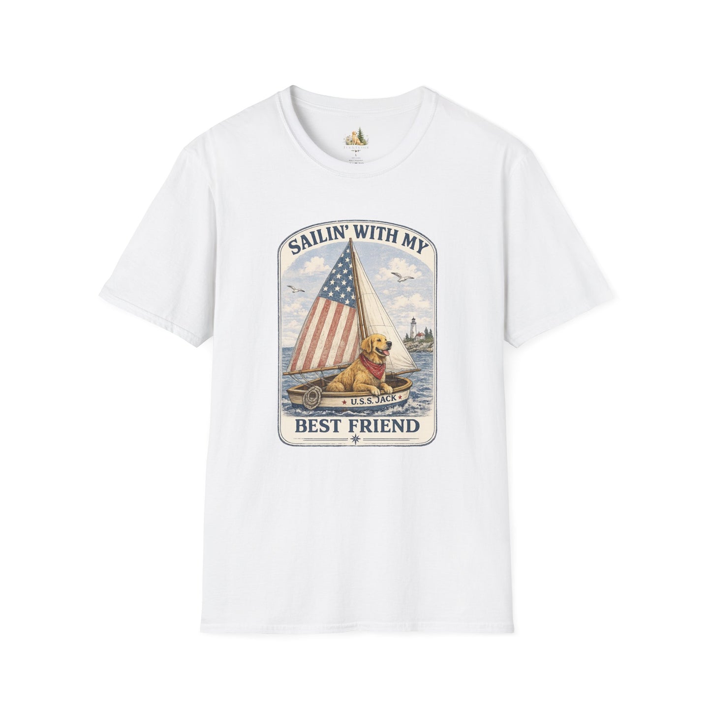 Sailin' With My Best Friend T-Shirt – Patriotic Labrador Dog Sailing Tee (Light Weight, Ultra Soft T-shirt)