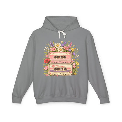 Vintage Cassette Floral Hoodie — Retro Tape 'Mix Tape' Sweatshirt