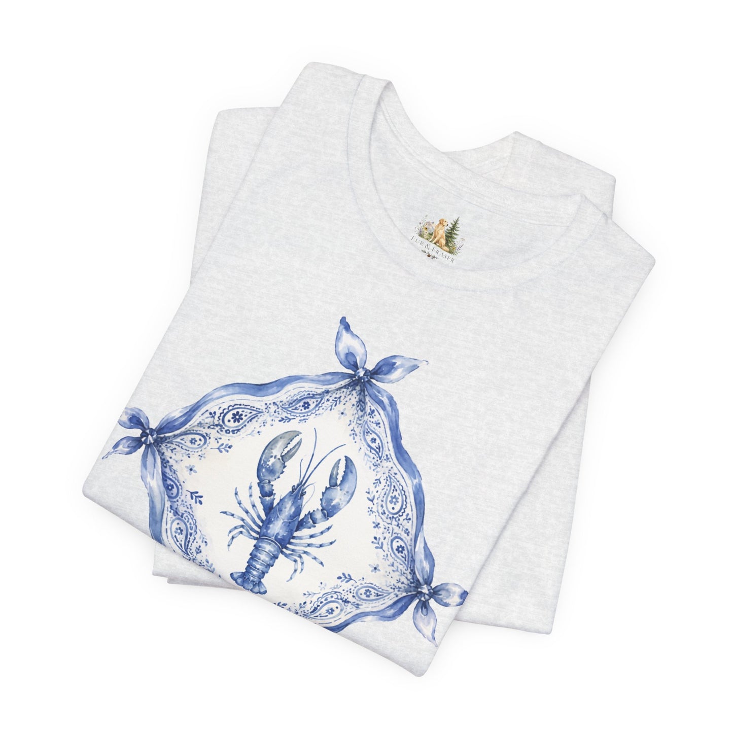 T-Shirt — Blue Delft Lobster Bandana Graphic Tee