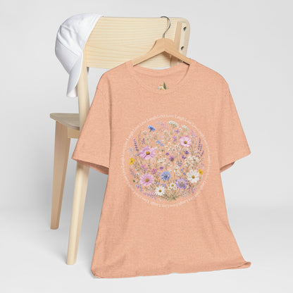 Wildflower Circle T-Shirt — Floral 'Love' Typography Tee
