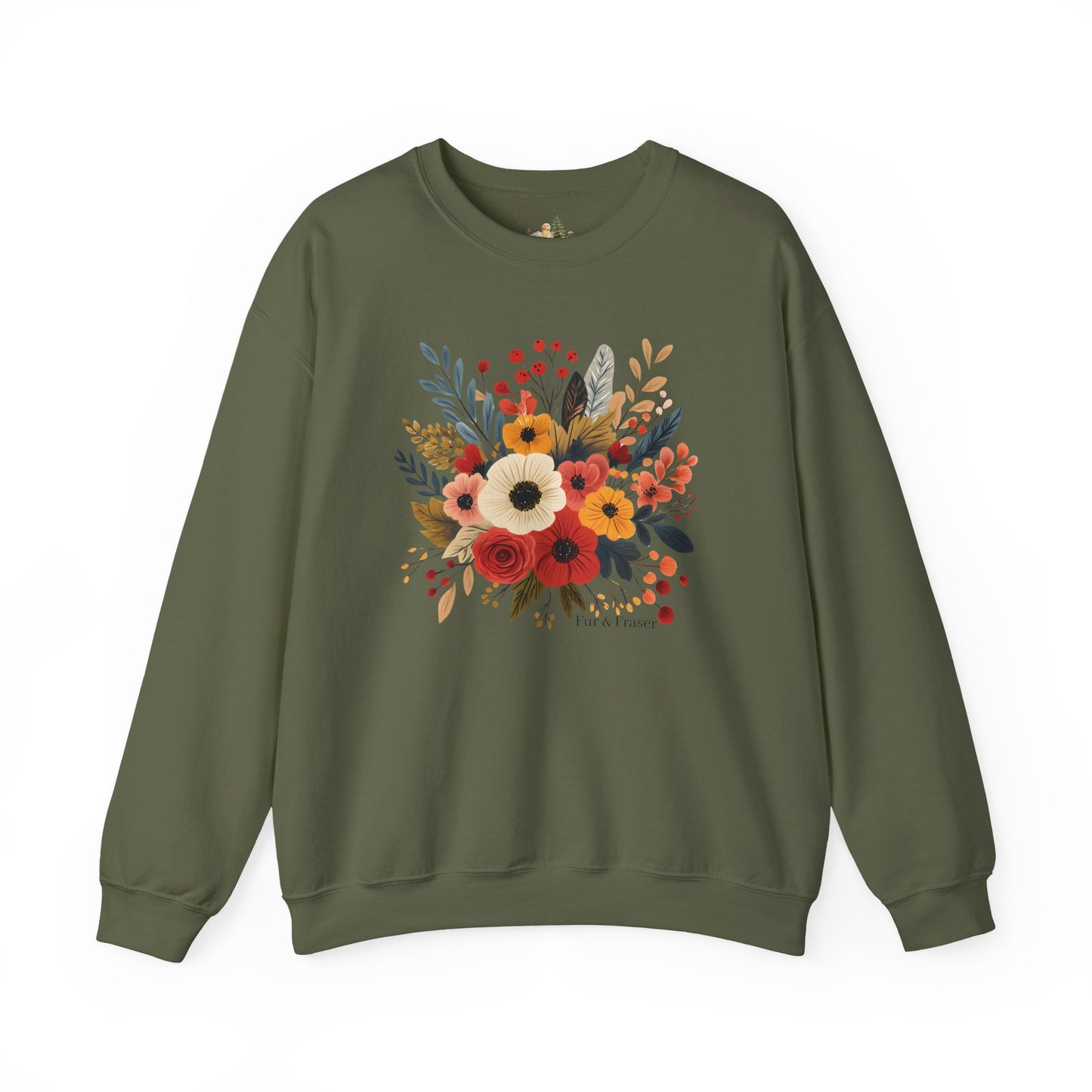 Floral Bouquet Crewneck Sweatshirt — Autumn Wildflower Graphic