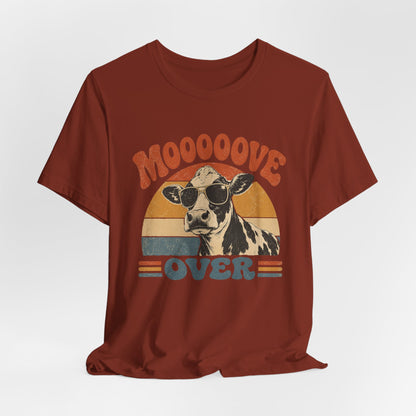 Mooove Over Cow Tee – Retro Vintage Farm Animal Graphic T-Shirt