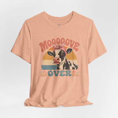 Moooove Over Cow Graphic Tee — Retro Farm Animal Shirt for Women & Men