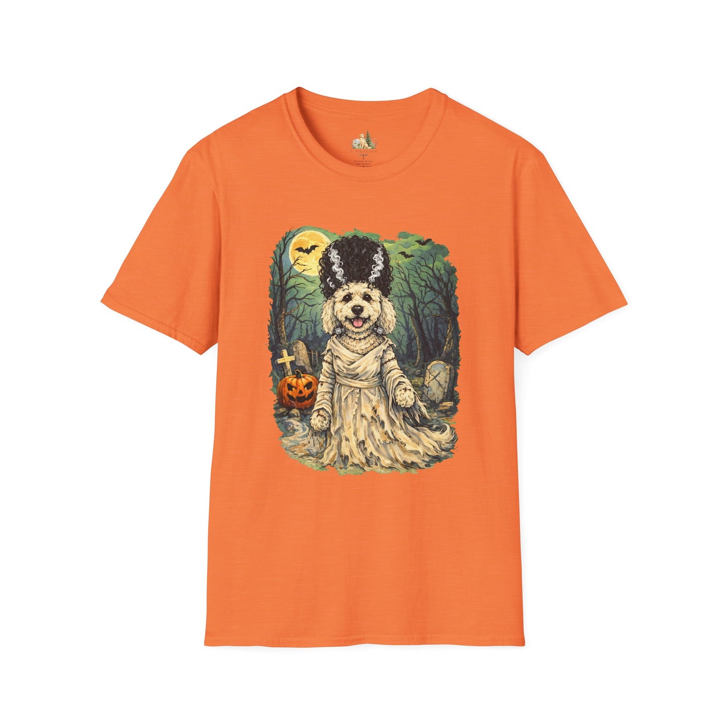 Unisex Halloween Dog Bride Of Barkenstein T-Shirt —What Tails Lurk Behind The Pines Collection