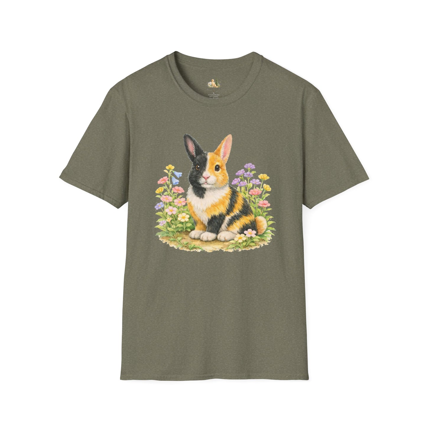 Harlequin Rabbit Floral T-Shirt (Light Weight, Ultra Soft)