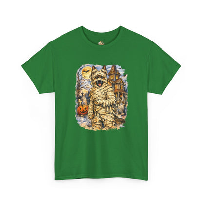 Unisex Mummy German Shepherd Halloween T-Shirt - What Tails Lurk Behind The Pines Collection (Heavy Weight Tee)
