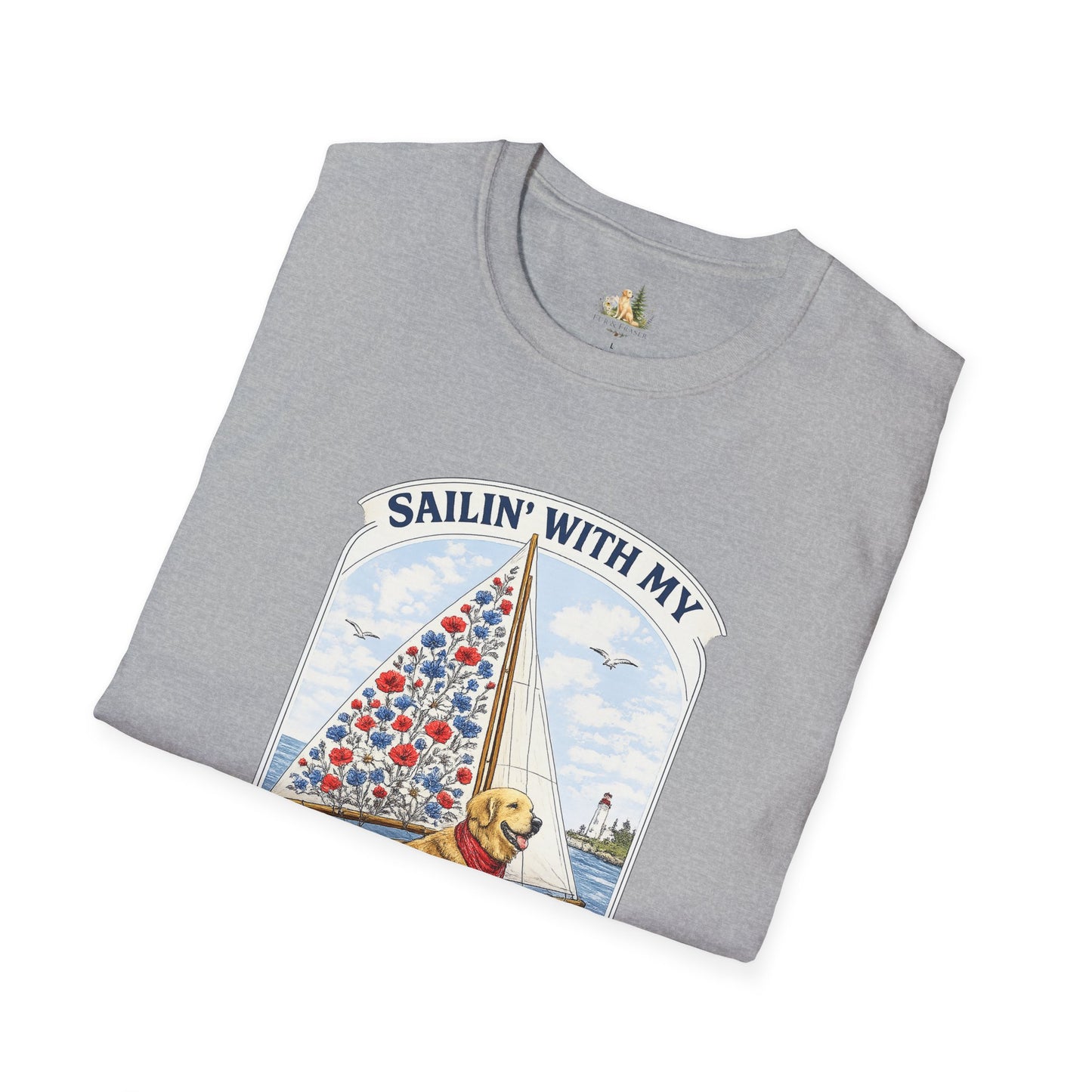 Sailing With My Best Friend dog sailboat T-Shirt | nautical pet lover tee (Light Weight, Ultra Soft Tee)
