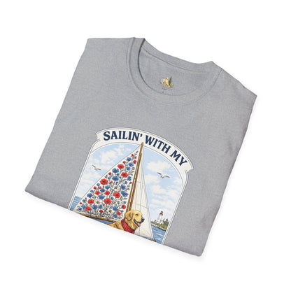 Sailing With My Best Friend dog sailboat T-Shirt | nautical pet lover tee (Light Weight, Ultra Soft Tee)