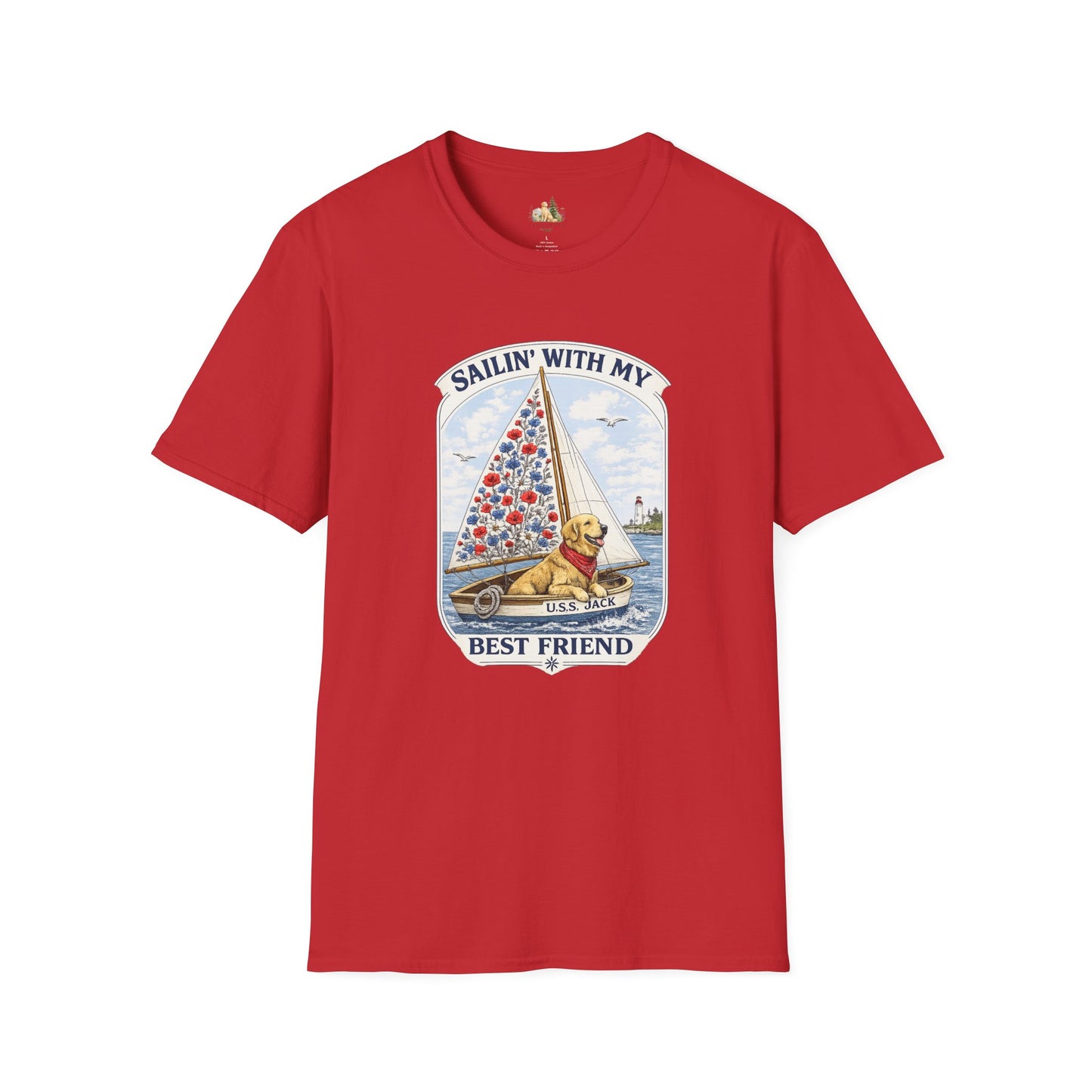 Sailing With My Best Friend dog sailboat T-Shirt | nautical pet lover tee (Light Weight, Ultra Soft Tee)