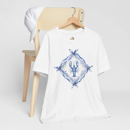 T-Shirt — Blue Delft Lobster Bandana Graphic Tee