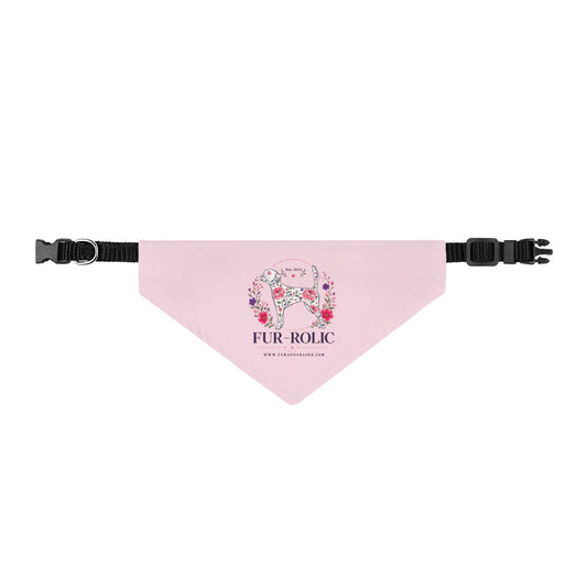 Clip-On Pet Bandana — Pink Floral "Fur-Rolic" Dog Bandana Collar Accessory