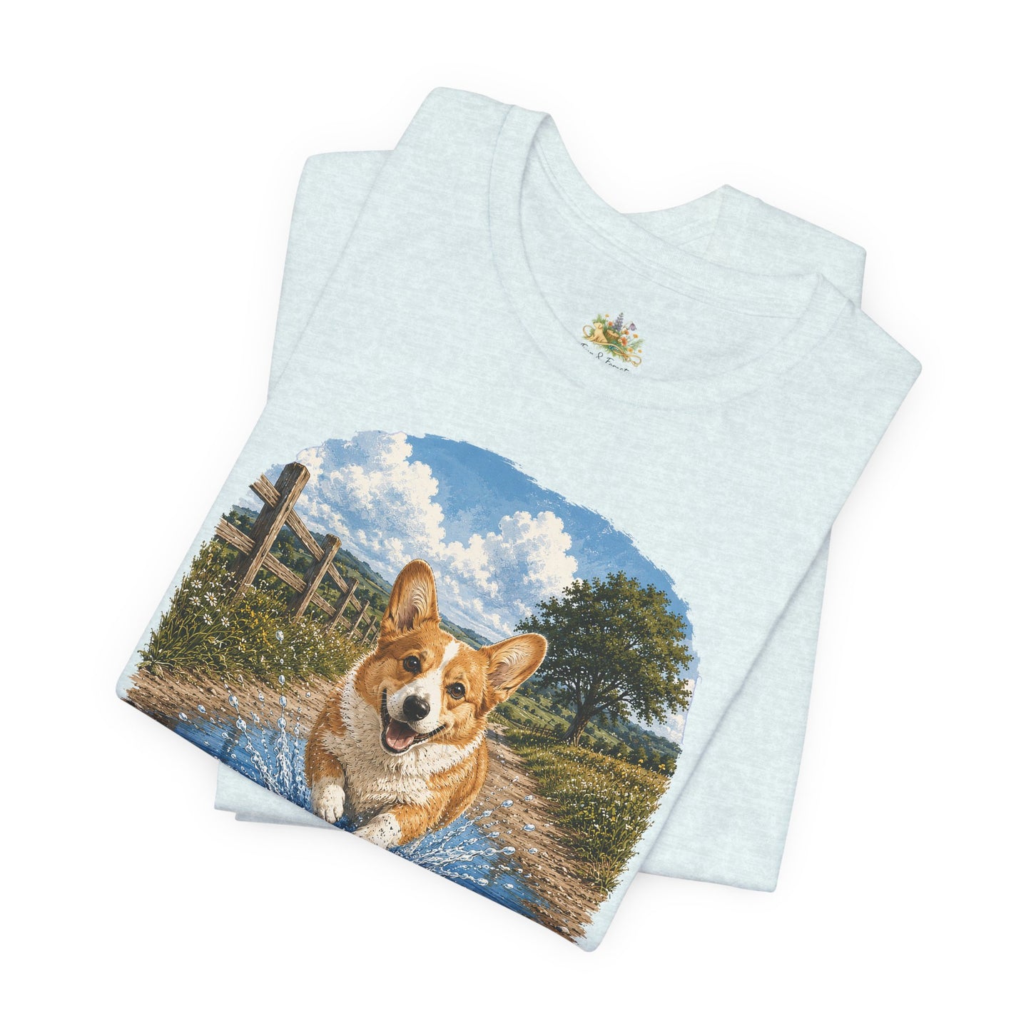 Corgi Splash T-Shirt — Playful Dog Graphic Tee