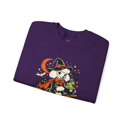 Vintage Halloween Poodle Witch Crewneck Sweatshirt — Cute Pumpkin and Poodle
