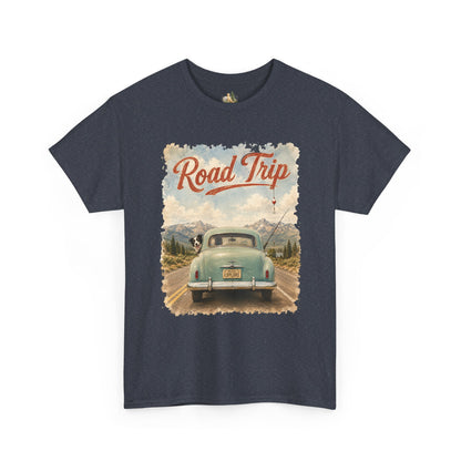 Road Trip Vintage Car T-Shirt - Retro Scenic Travel Tee (heavy Weight Tee)
