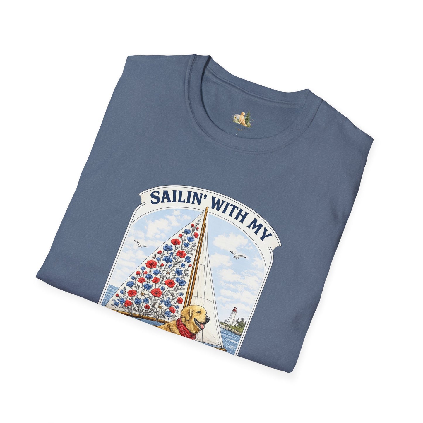 Sailing With My Best Friend dog sailboat T-Shirt | nautical pet lover tee (Light Weight, Ultra Soft Tee)
