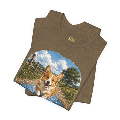 Corgi Splash T-Shirt — Playful Dog Graphic Tee