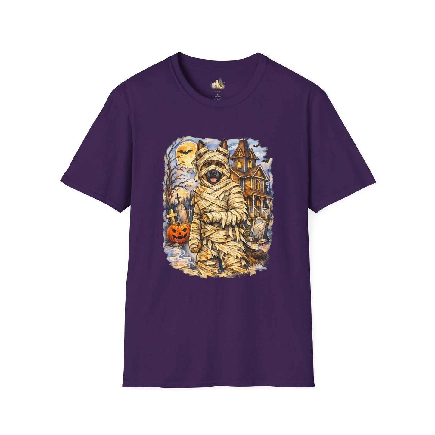 Unisex Mummy German Shepherd Halloween T-Shirt - What Tails Lurk Behind The Pines Collection