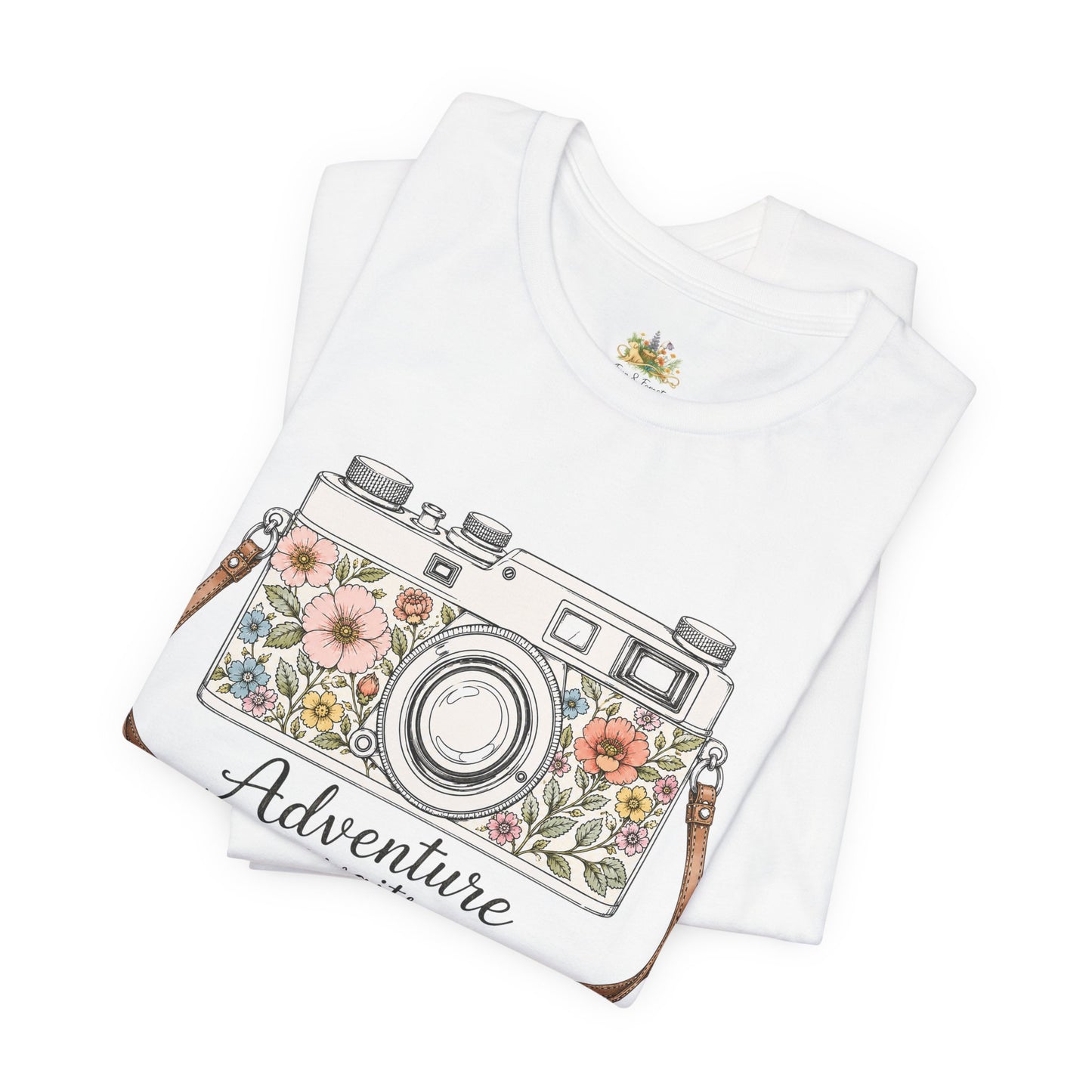 Floral Vintage Camera Adventure Awaits T-Shirt | Photography Travel Tee