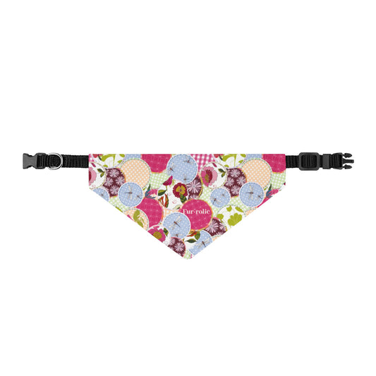 Floral Patchwork LOGO Clip-On Pet Bandana — Pink Spring Dogs & Cats Accessory