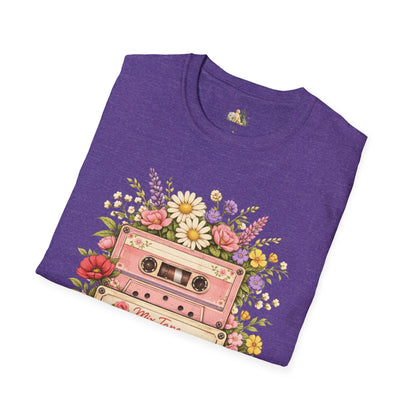 Retro Floral Cassette T-Shirt — Mix Tape Design for Music Lovers (Light Weight Ulta Soft Tee)