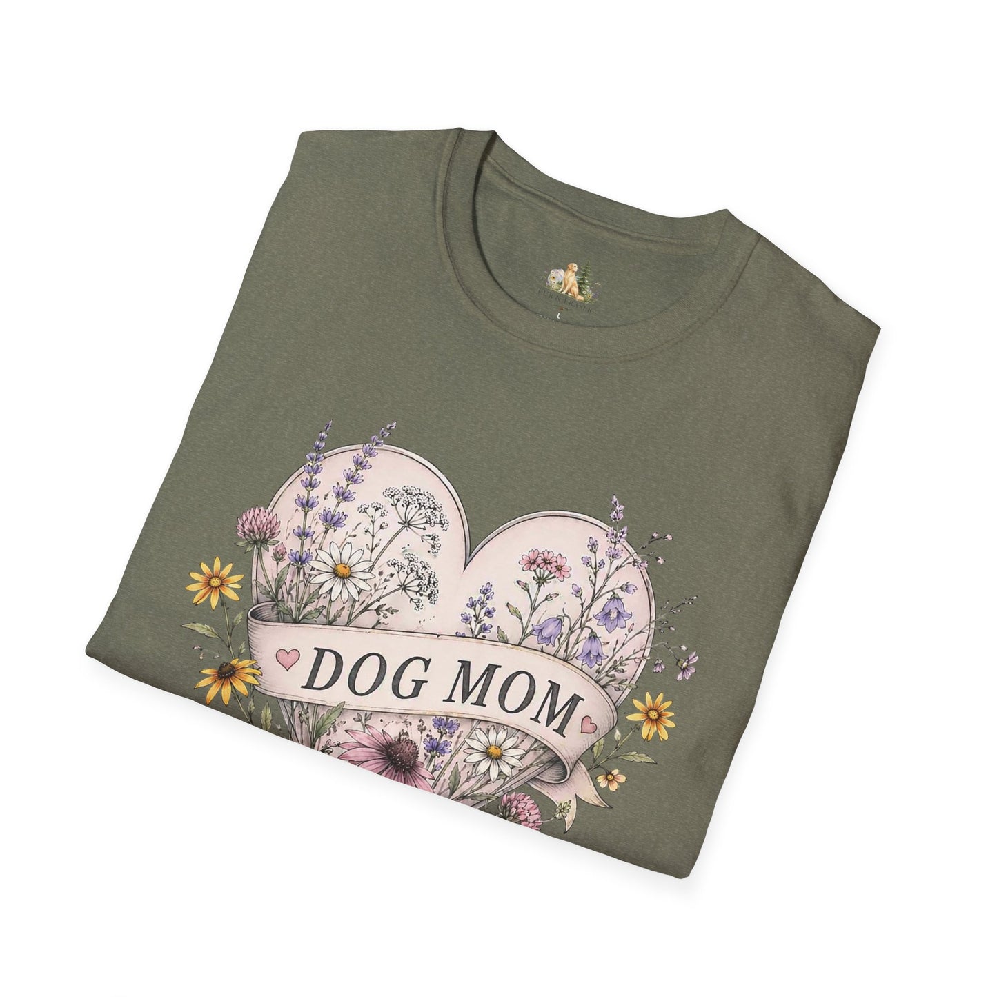 Dog Mom Floral Heart T-Shirt (Light Weight, Ultra Soft)