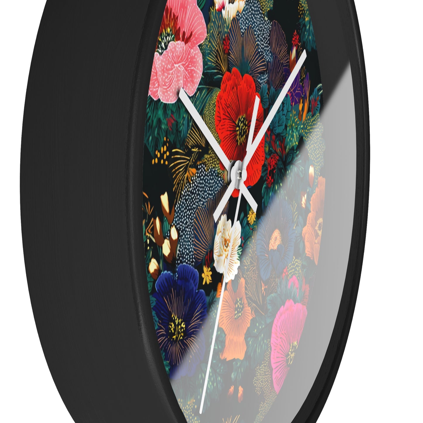 Floral Night Garden Wall Clock — Colorful Botanical Clock for Living Room & Bedroom