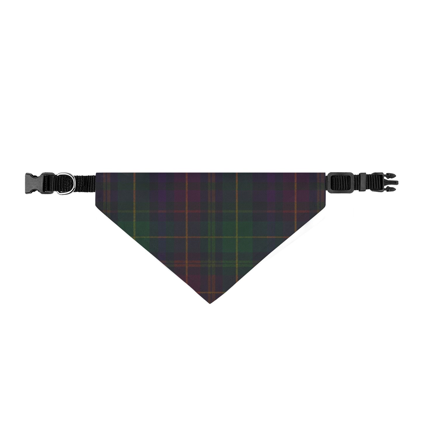 Clip-On Pet Bandana — Dark Green Plaid Collar Scarf for Dogs & Cats