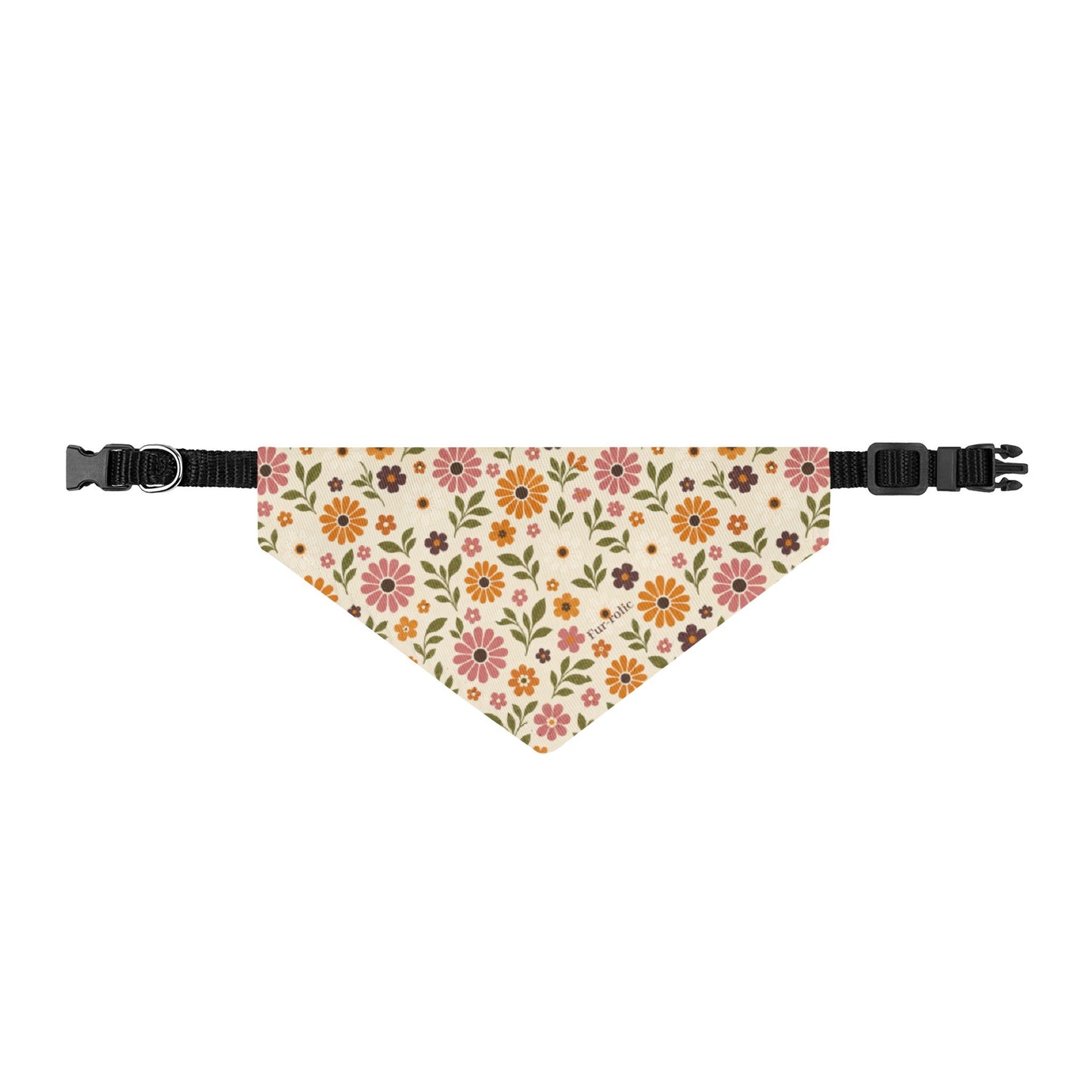 Floral Clip-On Pet Bandana — Vintage Sunflower & Daisy Print for Dogs & Cats