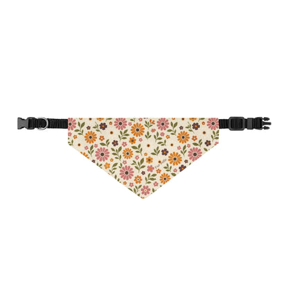Floral Clip-On Pet Bandana — Vintage Sunflower & Daisy Print for Dogs & Cats