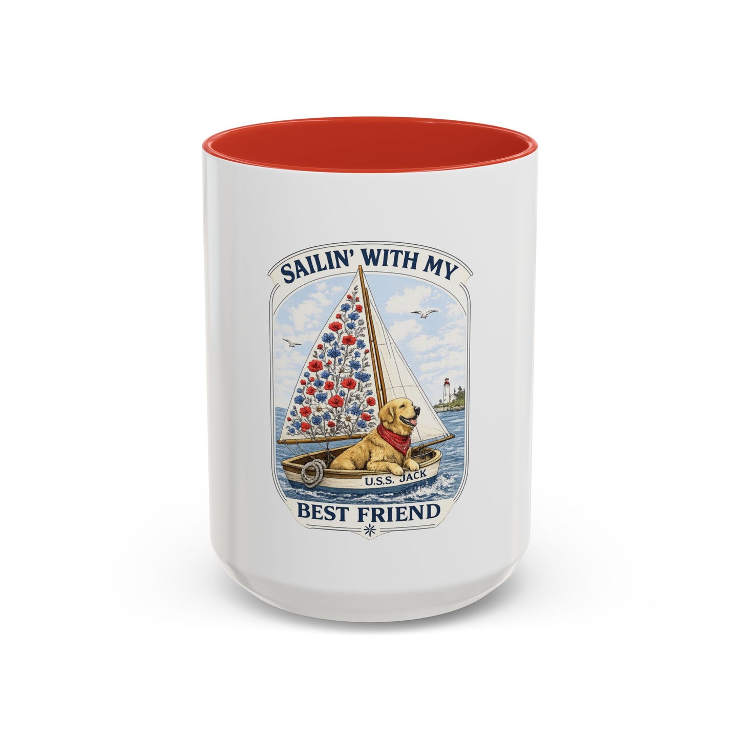 Sailin' With My Best Friend dog sailboat mug | Coffee Mug