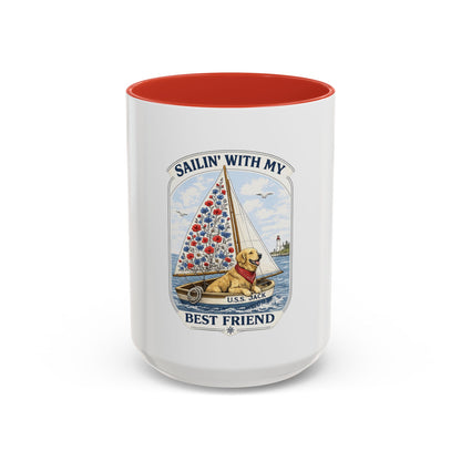 Sailin' With My Best Friend dog sailboat mug | Coffee Mug