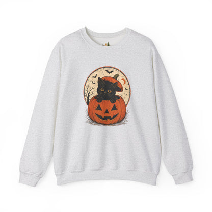 Halloween Black Cat Pumpkin Sweatshirt