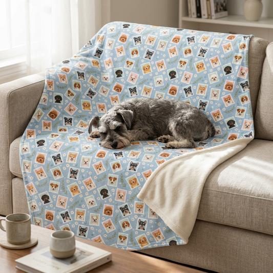Plush Blanket - Cute Puppy Pattern Velveteen Throw 30"x40"