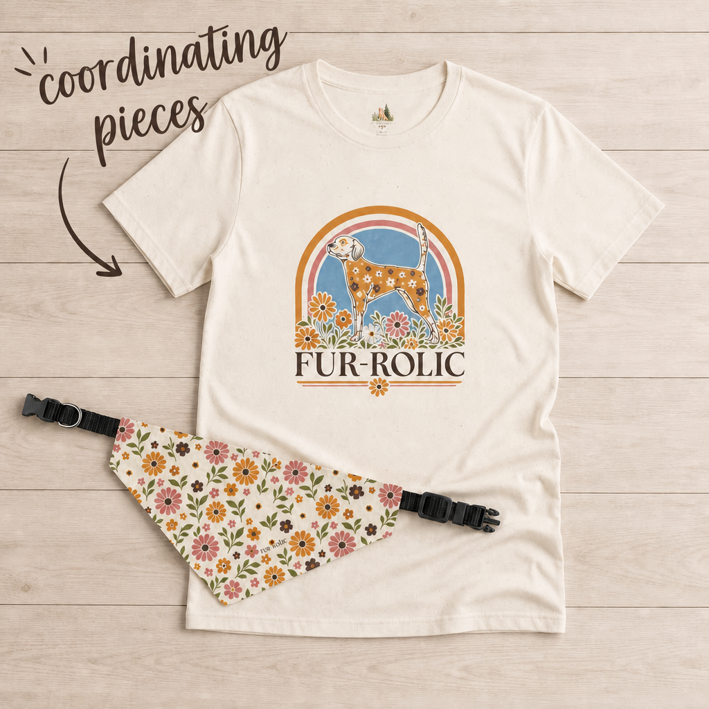 Retro Floral Dog Pillow — “Fur-Rolic” Decorative Dog Bed Pillow. 14x14"