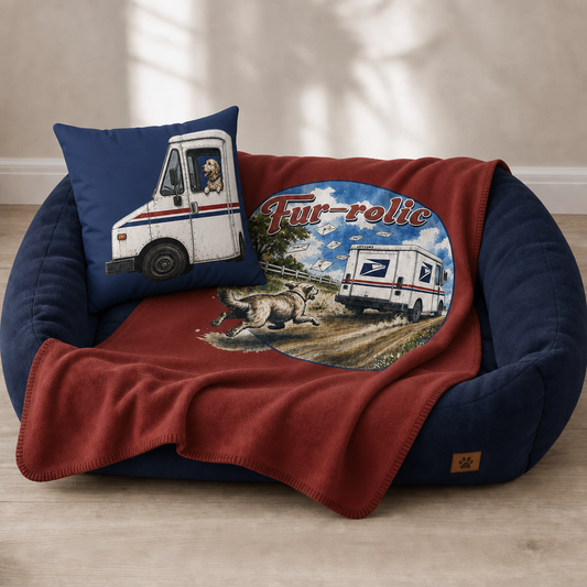 Postal Truck Dog Pillow — Cute Dog in Mail Truck