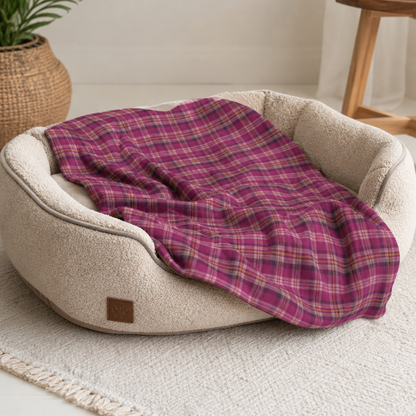 Plaid Sherpa Blanket – Cozy Dog Pink Plaid Blanket With Plush Sherpa Backing