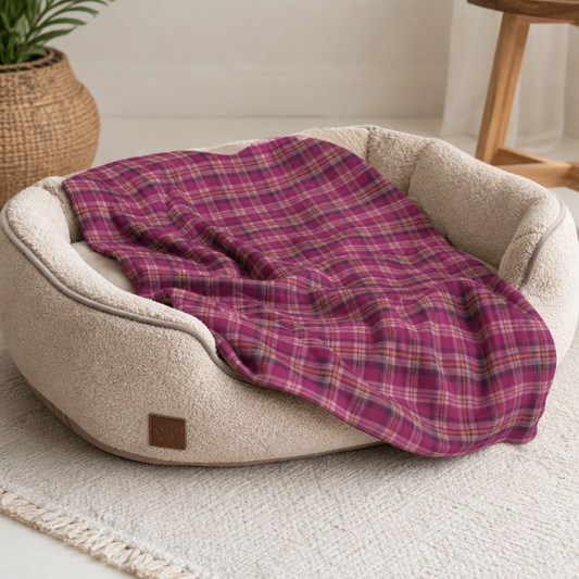 Plaid Sherpa Blanket – Cozy Dog Pink Plaid Blanket With Plush Sherpa Backing
