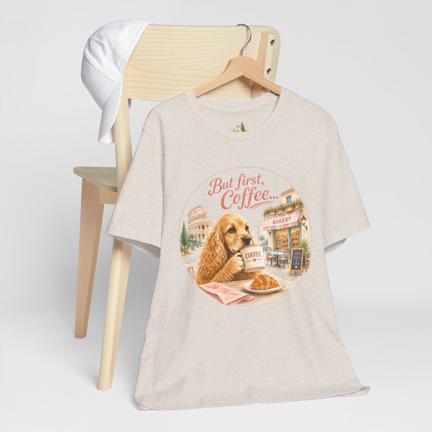 But First Coffee T‑Shirt — Cute Dog Café Graphic Tee