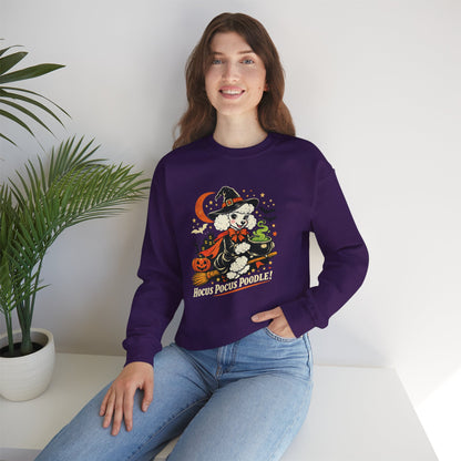 Vintage Halloween Poodle Witch Crewneck Sweatshirt — Cute Pumpkin and Poodle