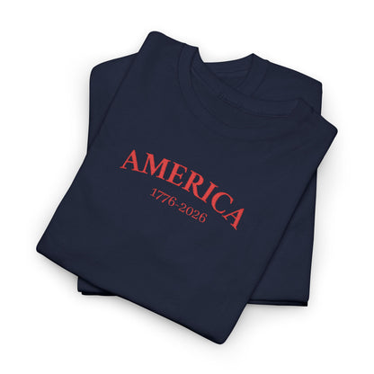 Unisex Embroidered America 1776-2026 T-Shirt (Heavy weight Tee)