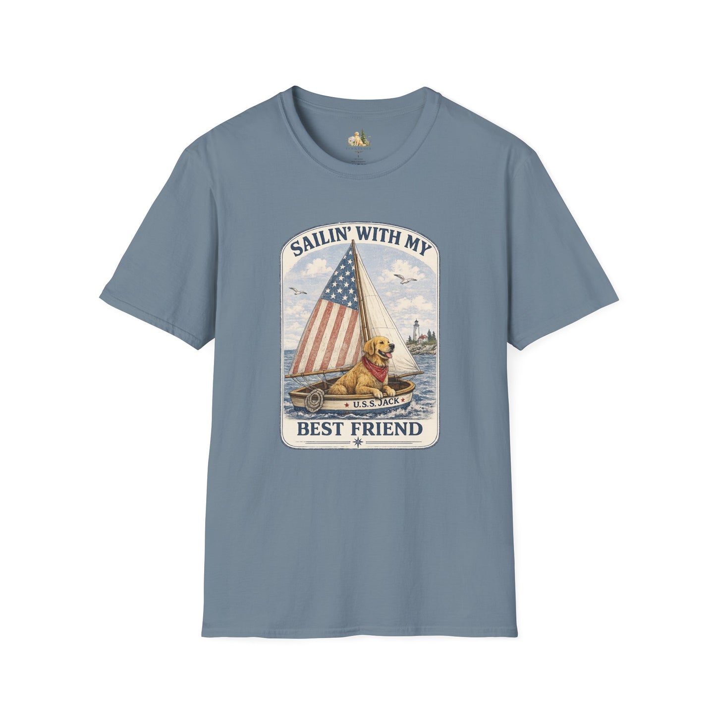 Sailin' With My Best Friend T-Shirt – Patriotic Labrador Dog Sailing Tee (Light Weight, Ultra Soft T-shirt)