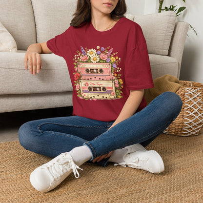 Retro Floral Cassette T-Shirt — Mix Tape Design for Music Lovers (Light Weight Ulta Soft Tee)