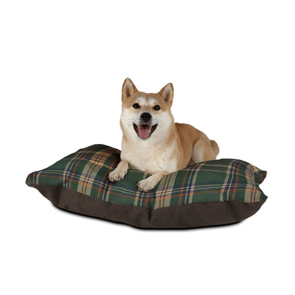 Plaid Cozy Pet Bed — Green Flannel Dog & Cat Cushion 40"x30"