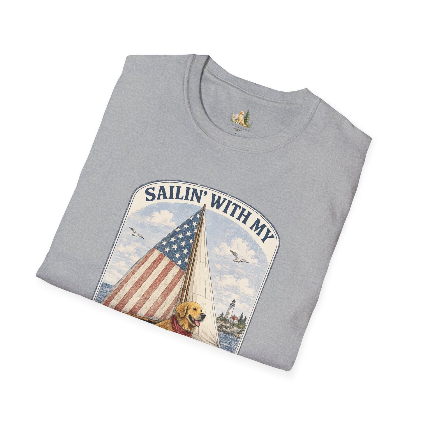 Sailin' With My Best Friend T-Shirt – Patriotic Labrador Dog Sailing Tee (Light Weight, Ultra Soft T-shirt)